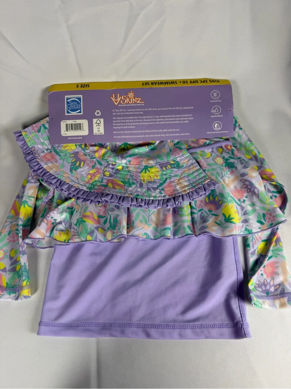V.Skinz Kids 3pc Swimwear Rash Guard - Purple Unicorn (Size 5)